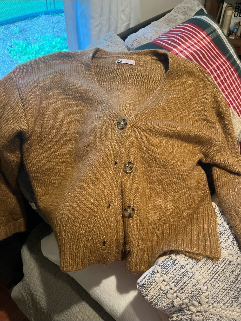 SO Women’s Brown V-Neck Button Cardigan